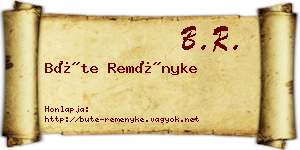 Büte Reményke névjegykártya